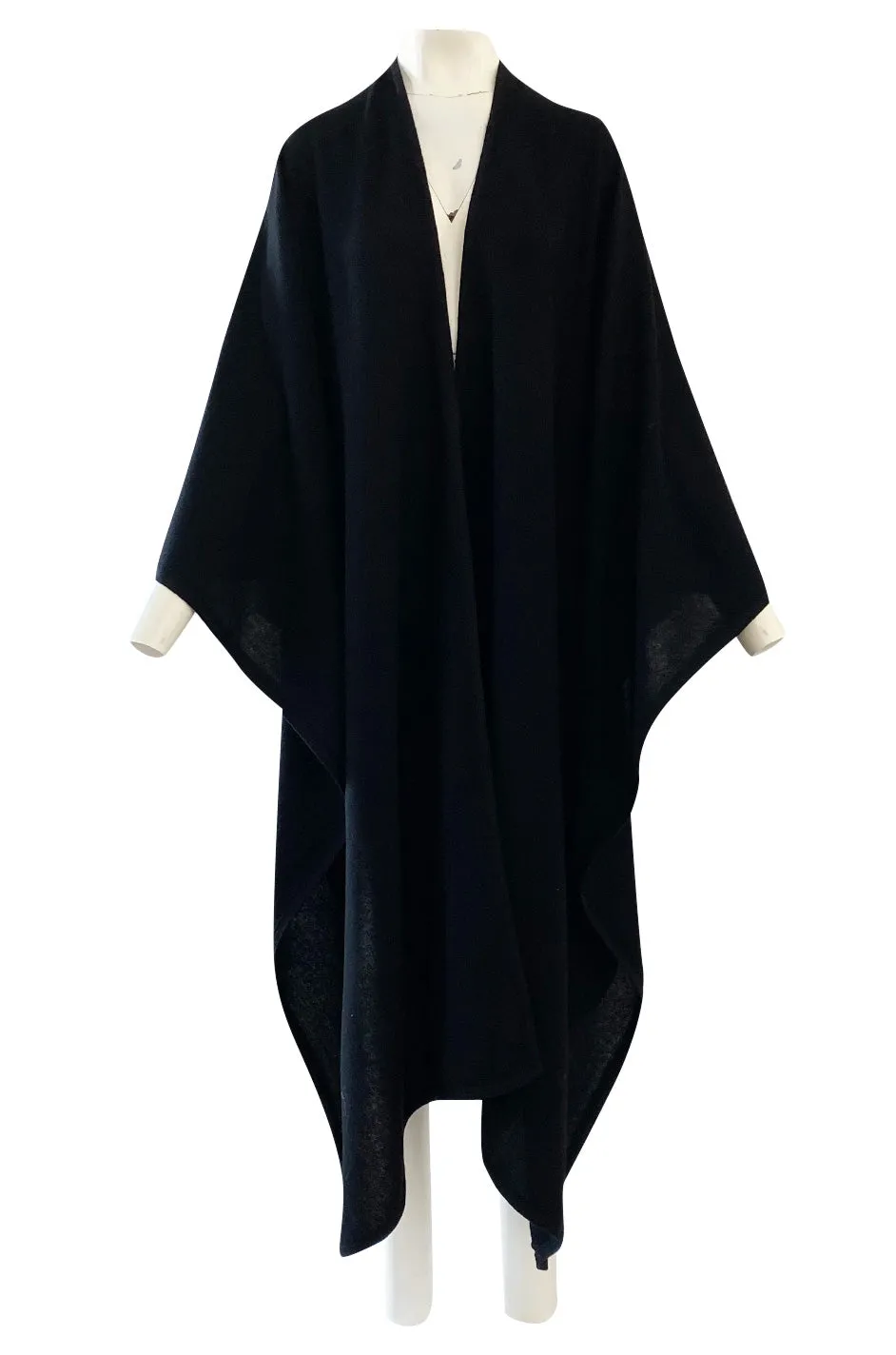 1982 Yves Saint Laurent Fine Black Wool & Braided Edge Minimalist Easy to Wear Poncho Cape