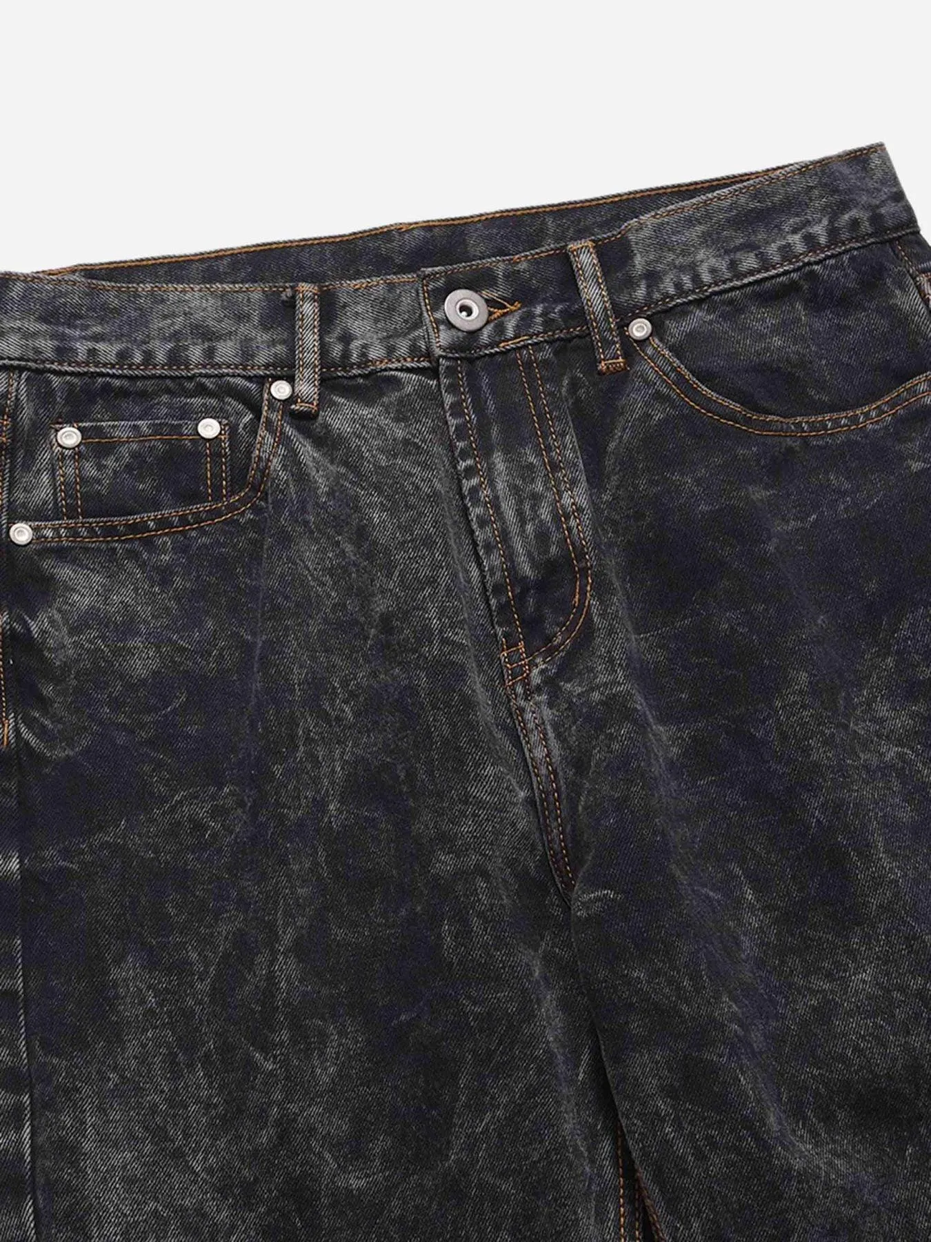 1984 Acid wash Embroidery Stitching Two-tone Jeans - 1744