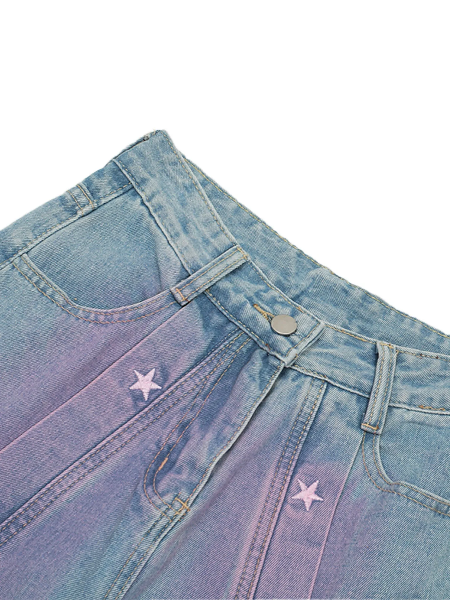 1984 American Retro Spray-painted Star Embroidered Jeans