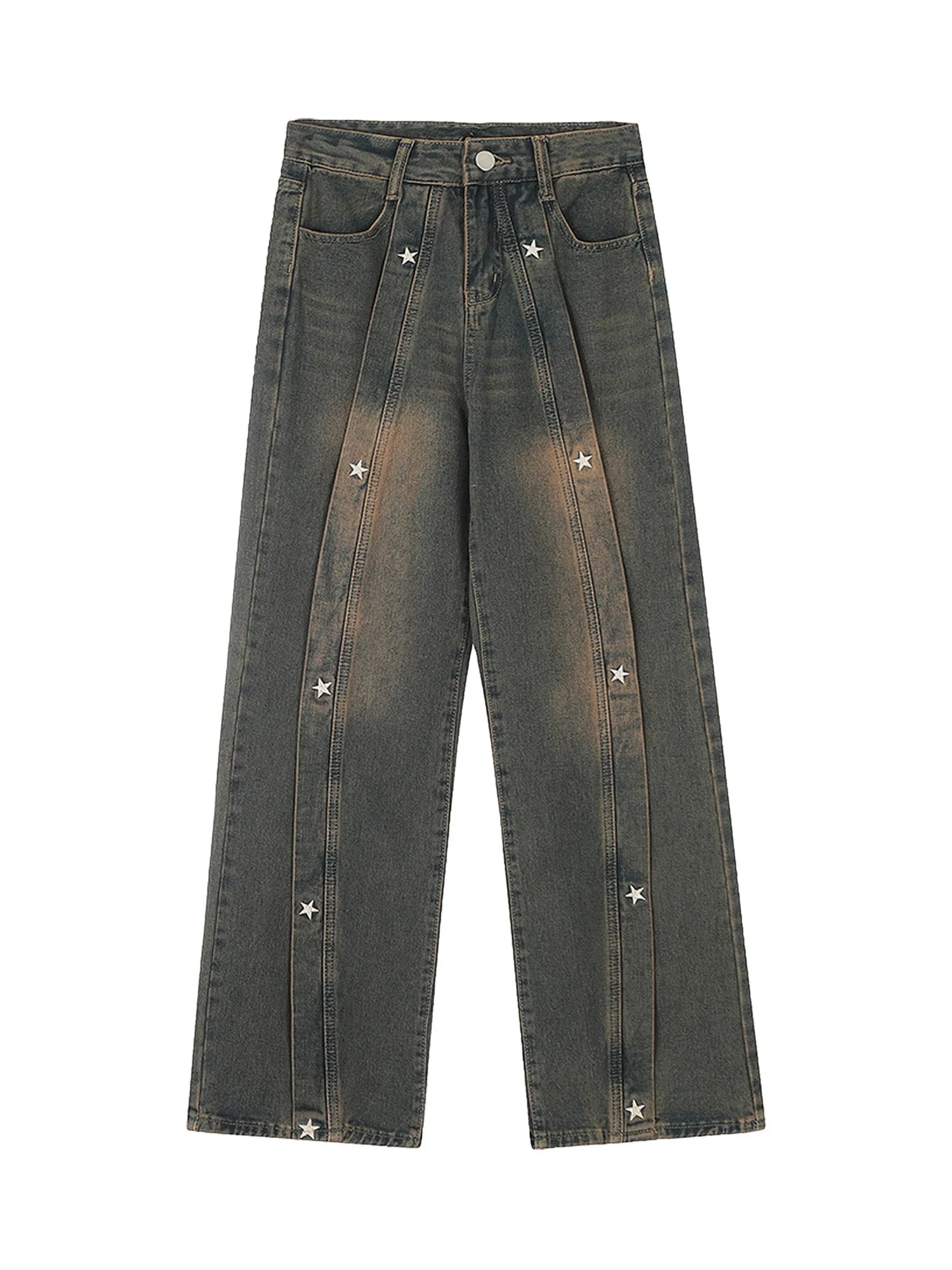 1984 American Retro Spray-painted Star Embroidered Jeans