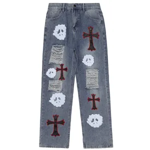 1984 Distressed Jeans Chrome Heart Ghost