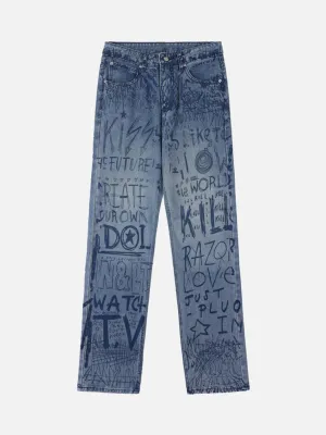 1984 Hip-hop Graffiti Alphabet Jeans - 1743