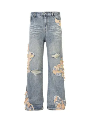 1984 Vintage Lace Patchwork Baggy Jeans