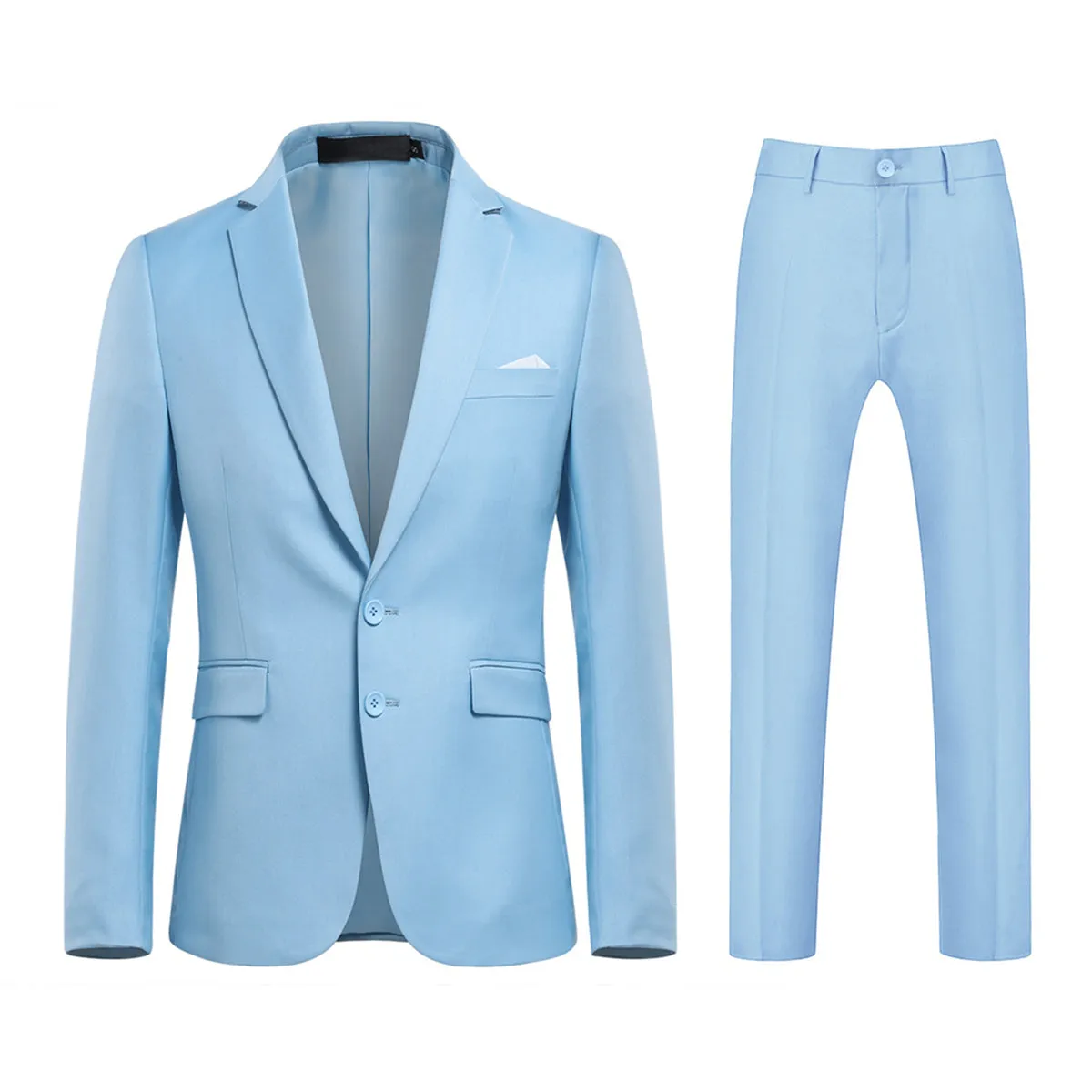 2 Pcs Men Wedding Party Suit Slim Fit Solid Color Single Breasted Spring Autumn Business Formal Blazer   Pant