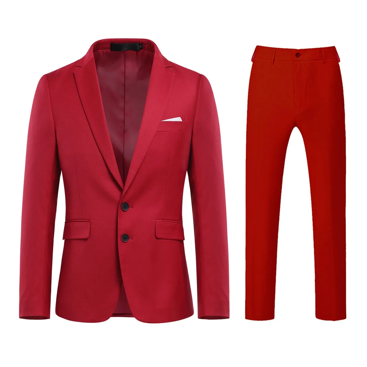 2 Pcs Men Wedding Party Suit Slim Fit Solid Color Single Breasted Spring Autumn Business Formal Blazer   Pant