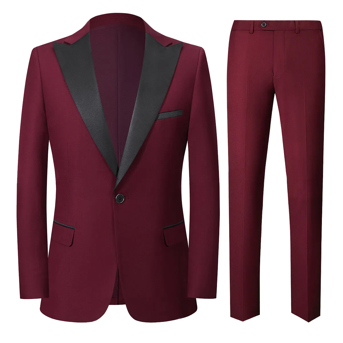 2 Pieces Men Blazer Suit Sets Men Wedding Party Set Solid Color Single Button Spring Autumn Business Dress Suit