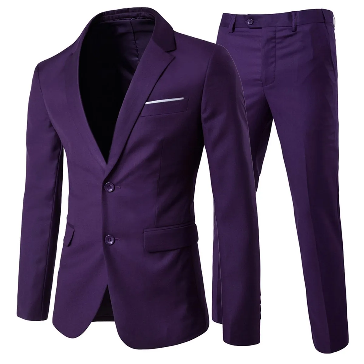 2 Pieces Men Business Suit Slim Fit Solid Color Single Breasted Men Dress Wedding Party Male Set Office Work Blazer  