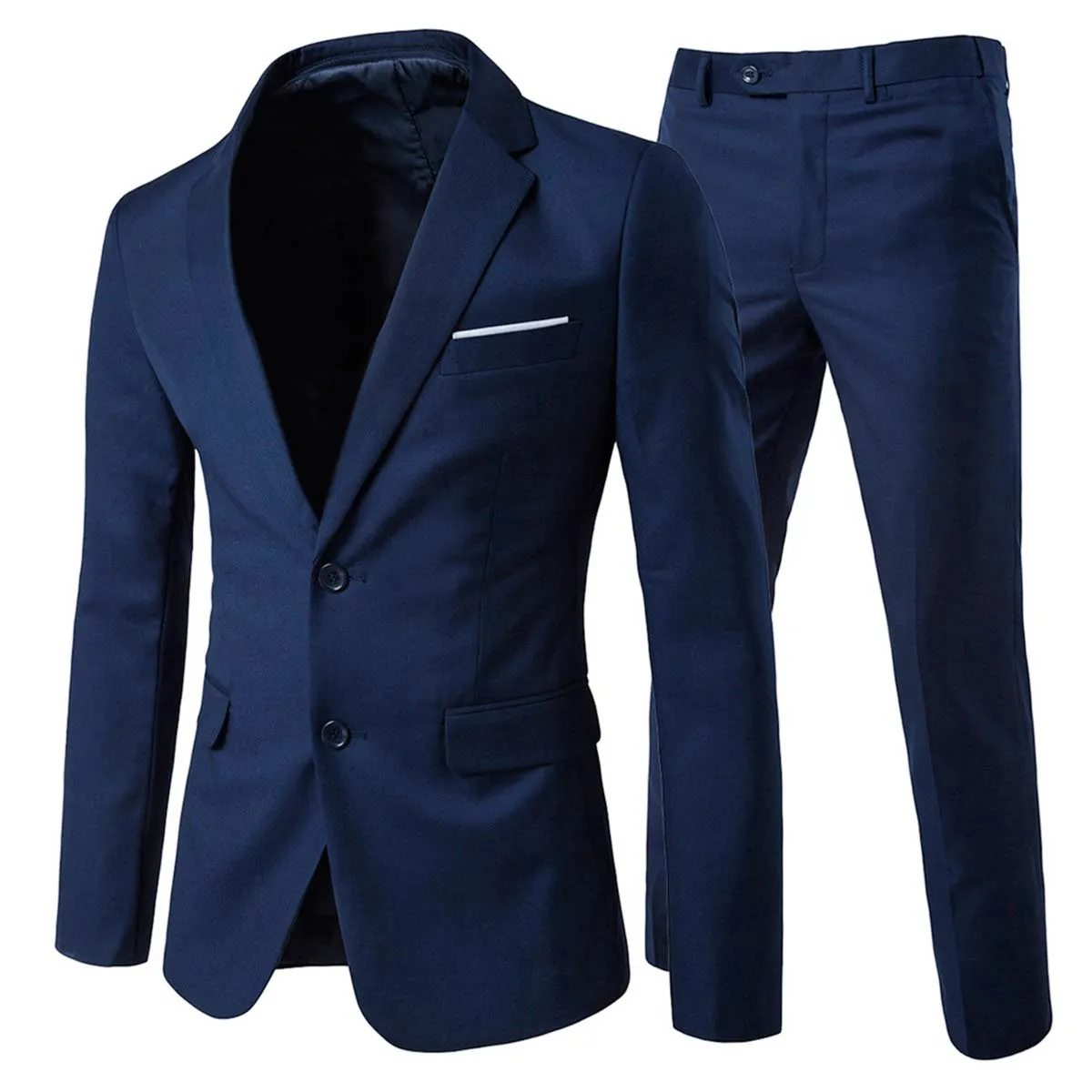 2 Pieces Men Business Suit Slim Fit Solid Color Single Breasted Men Dress Wedding Party Male Set Office Work Blazer  