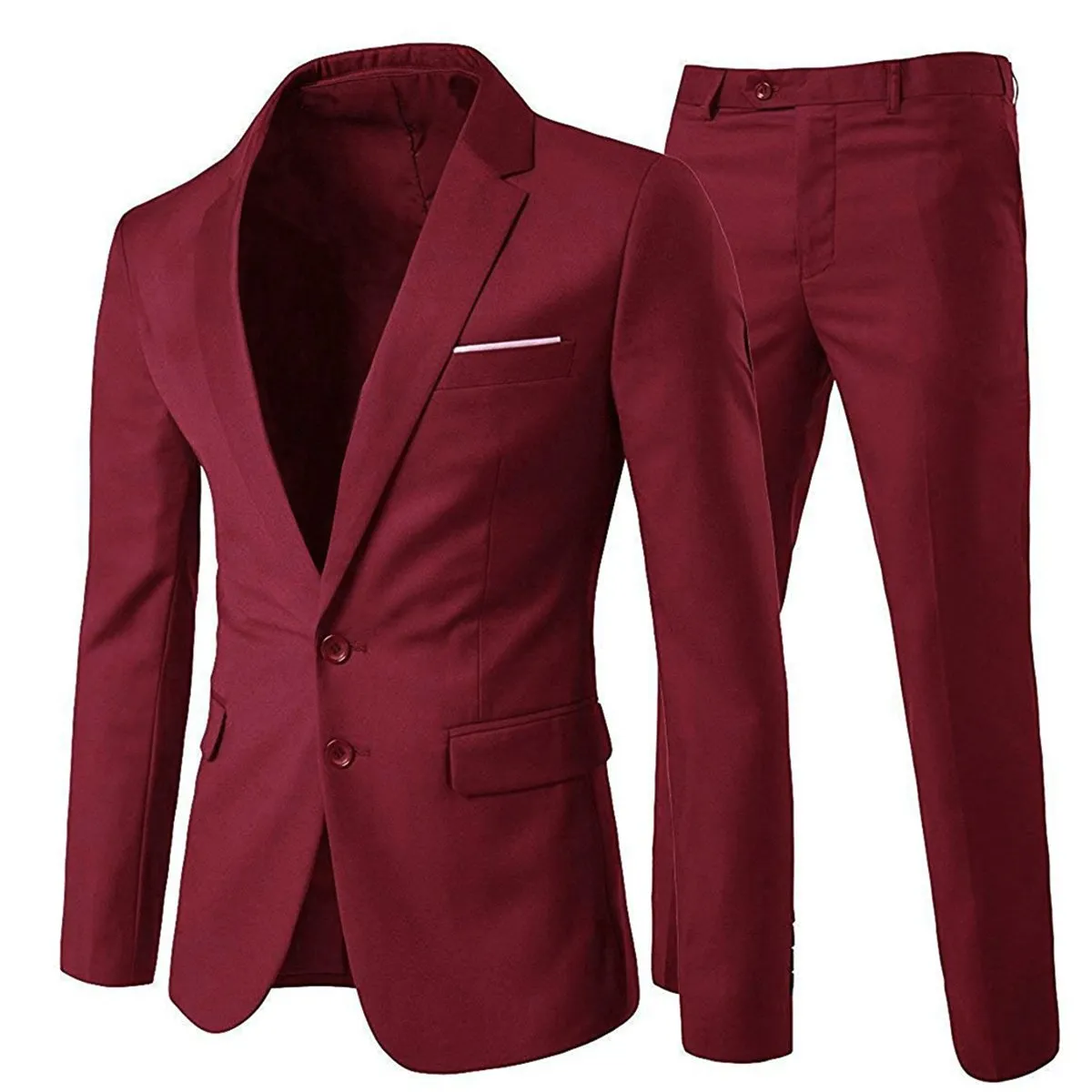 2 Pieces Men Business Suit Slim Fit Solid Color Single Breasted Men Dress Wedding Party Male Set Office Work Blazer  