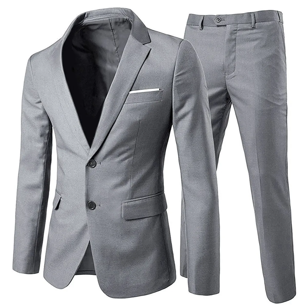 2 Pieces Men Business Suit Slim Fit Solid Color Single Breasted Men Dress Wedding Party Male Set Office Work Blazer  