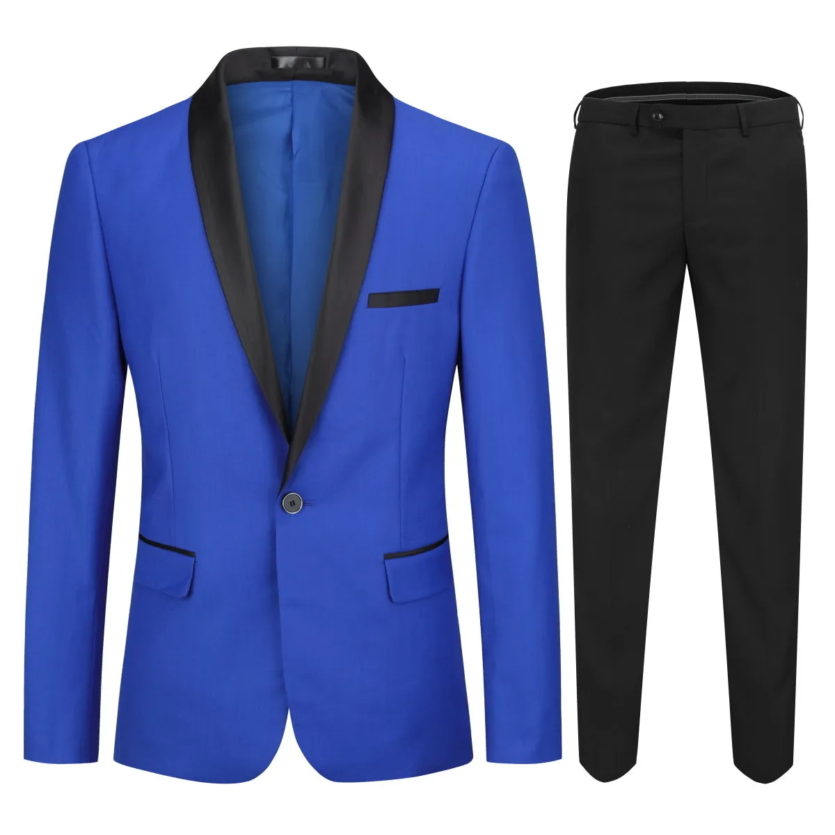 2 Pieces Men Slim Fit Suit Business One Button Men Suits Set Wedding Party Shawl Collar Blazer Jacket And Pants