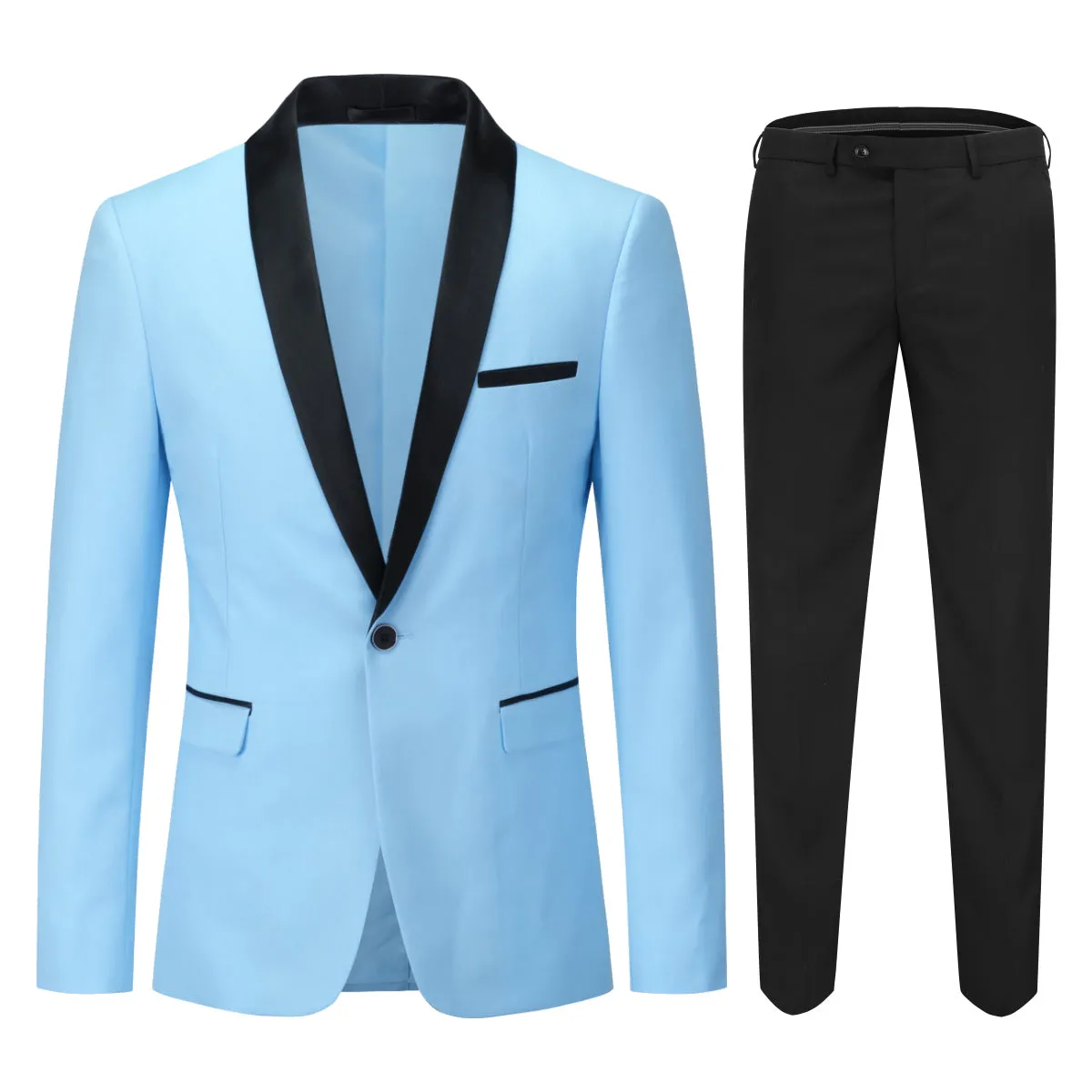 2 Pieces Men Slim Fit Suit Business One Button Men Suits Set Wedding Party Shawl Collar Blazer Jacket And Pants