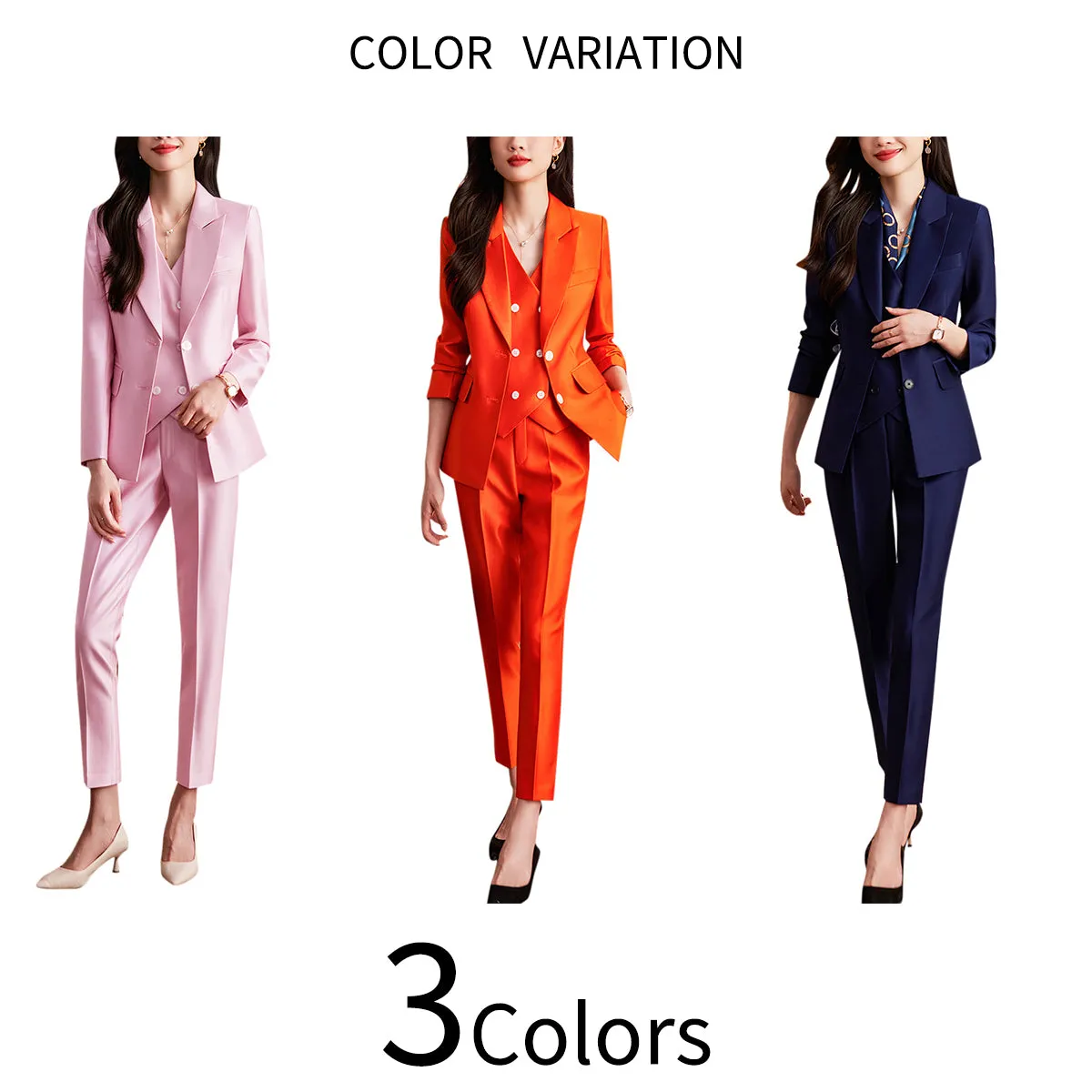 2 Pieces Women Blazer Suits Solid Women Office Blazer Suit Casual Long Sleeve Slim Fit Notched Lapel Blazer Pant Set