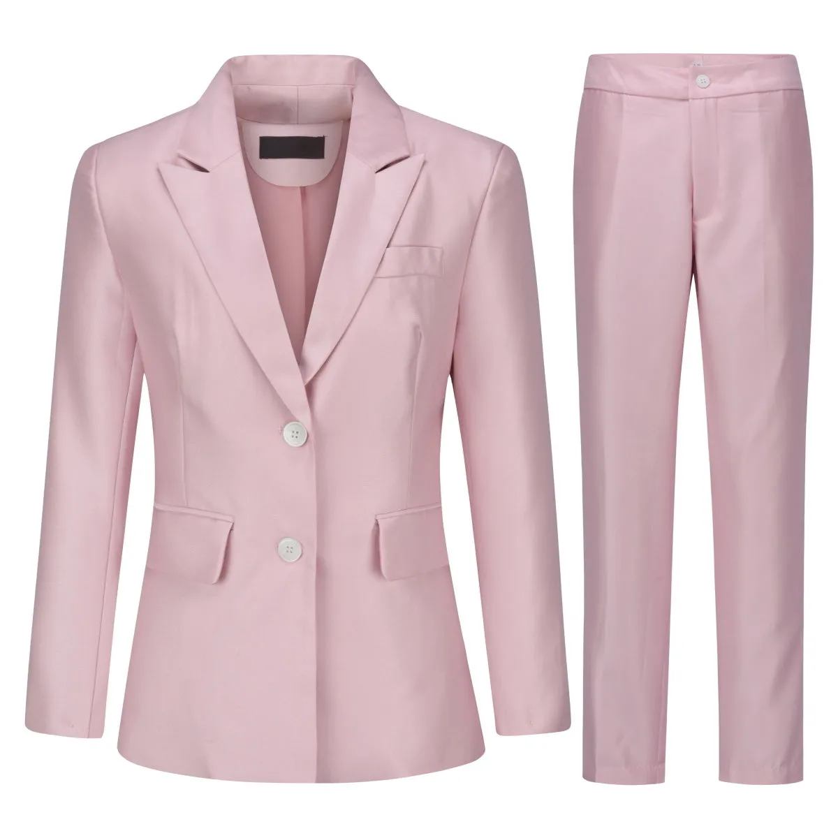 2 Pieces Women Blazer Suits Solid Women Office Blazer Suit Casual Long Sleeve Slim Fit Notched Lapel Blazer Pant Set