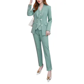 2 Pieces Women Suit Business Casaul Office Lady Suits Slim Fit Solid Color Long Sleeve Single Breasted Blazer And Pant