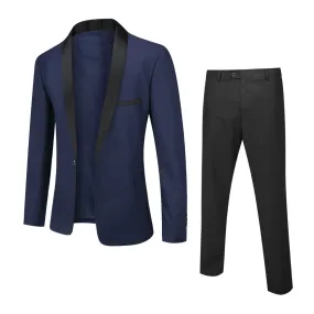 2PCS Men Suit Set Wedding Groom Long Sleeve Shawl Collar Slim Fit Blazer Pants Suits Spring Autumn Male Outfit