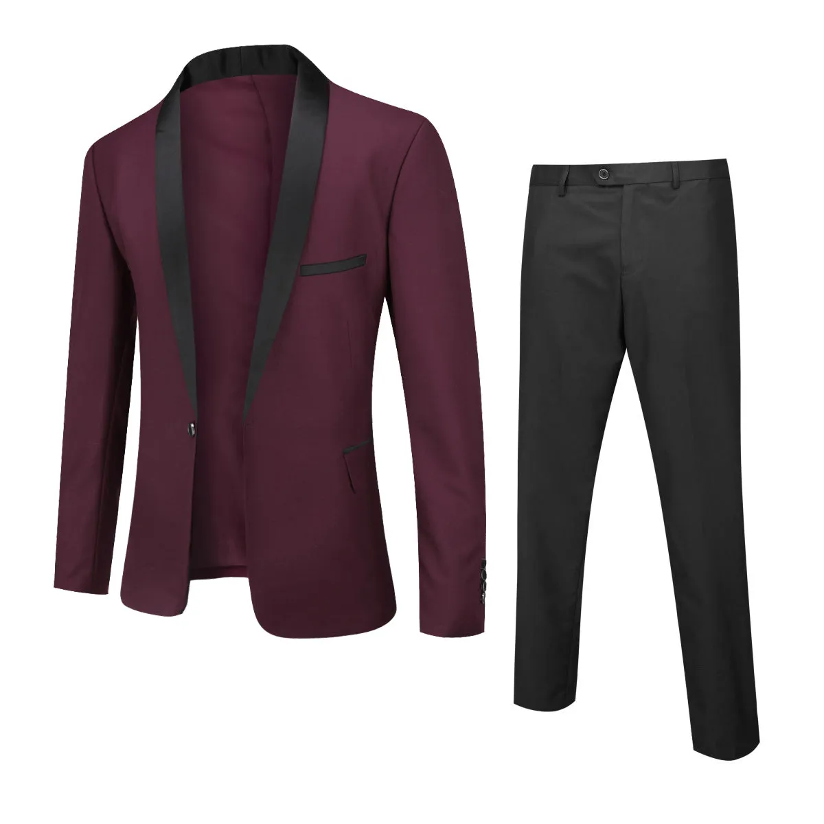 2PCS Men Suit Set Wedding Groom Long Sleeve Shawl Collar Slim Fit Blazer Pants Suits Spring Autumn Male Outfit