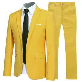 2PCS Men Suit Set Wedding Groom Solid Color Single Button Men Dress Suits Business Casual Slim Fit Male Set Blazer