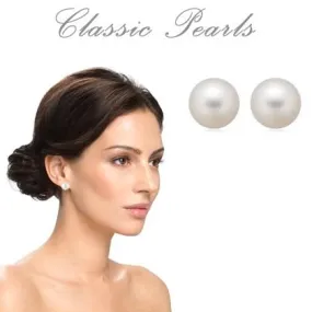 3-Pack: 8 MM Faux Pearl Stud Earrings