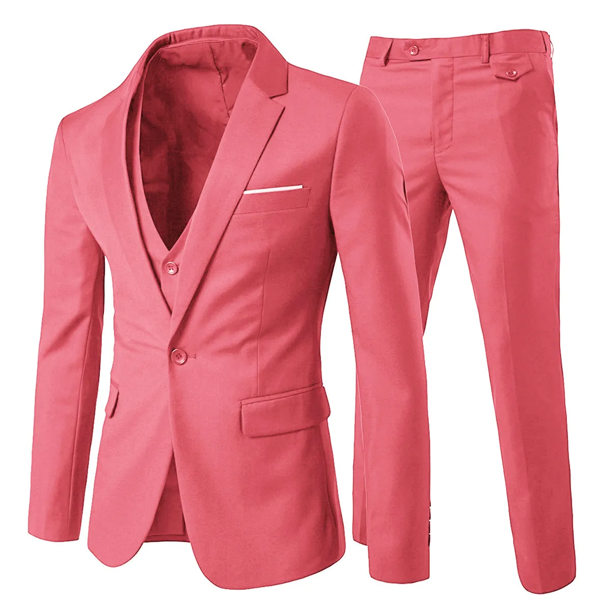 3 Pcs Men Suits Luxury Solid Color Slim Fit Business Suit Set Wedding Date Party Outfits Blazer   Vest   Pant