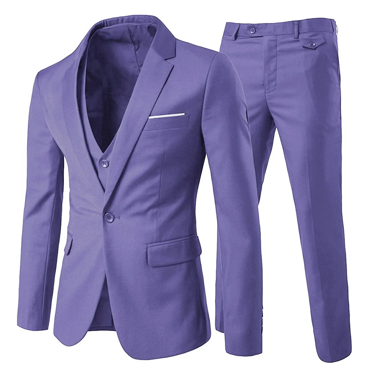 3 Pcs Men Suits Luxury Solid Color Slim Fit Business Suit Set Wedding Date Party Outfits Blazer   Vest   Pant