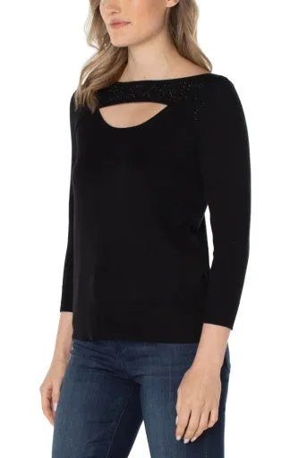 3/4 sleeve sweater w/rhinestones