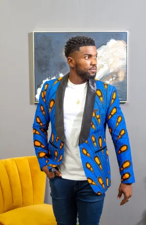 African Print Mens Dashiki Blazer - Modern Fit Shawl Collar Men's African Print Tuxedo for Guys - ELIJAH