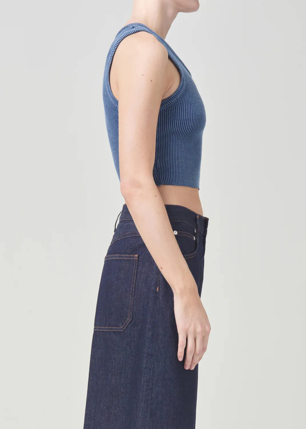 AGOLDE CROPPED POPPY TANK IN INDIGO