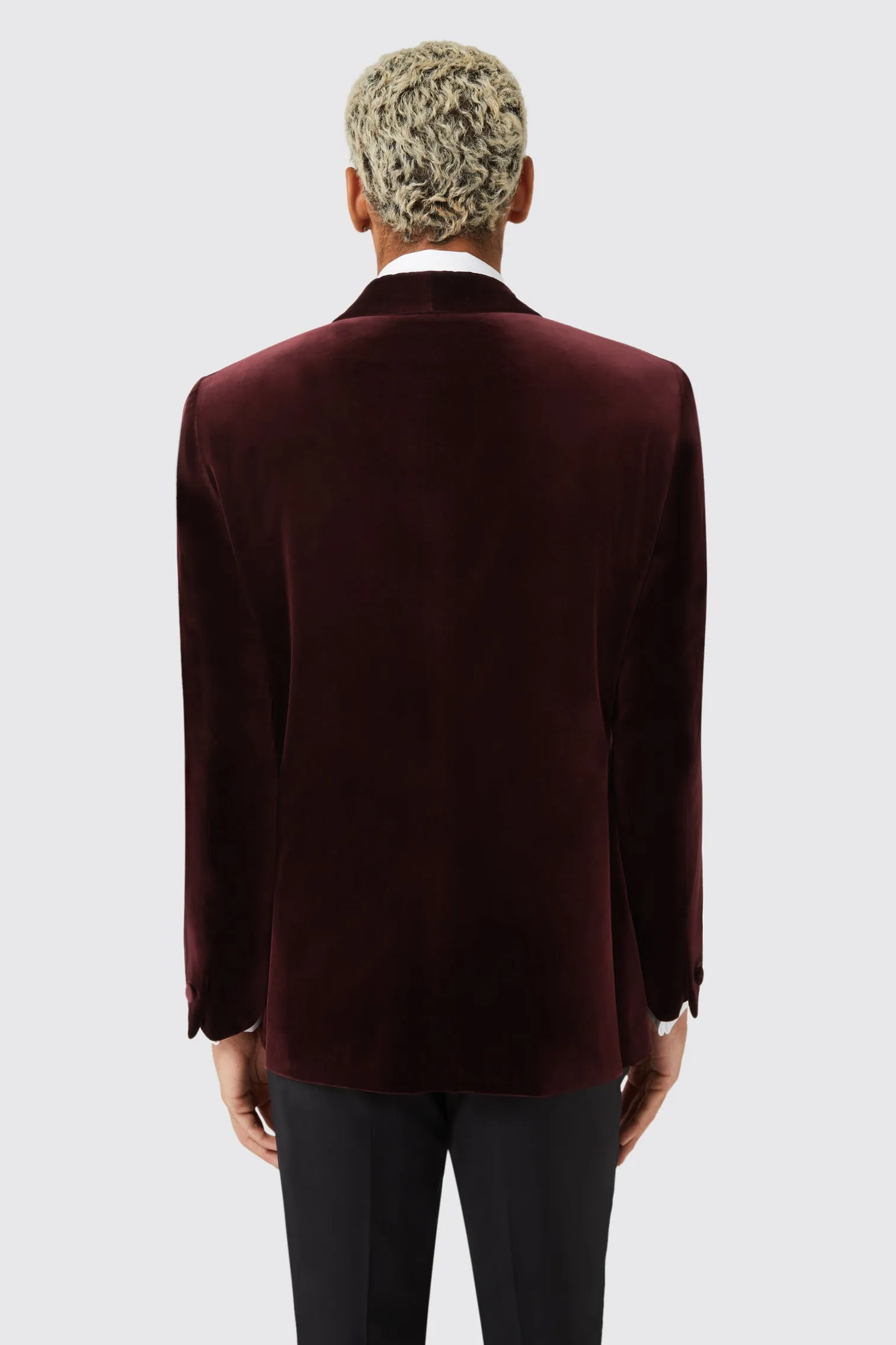 Almeida Slim Fit Wine Velvet Blazer - ARCHIVE