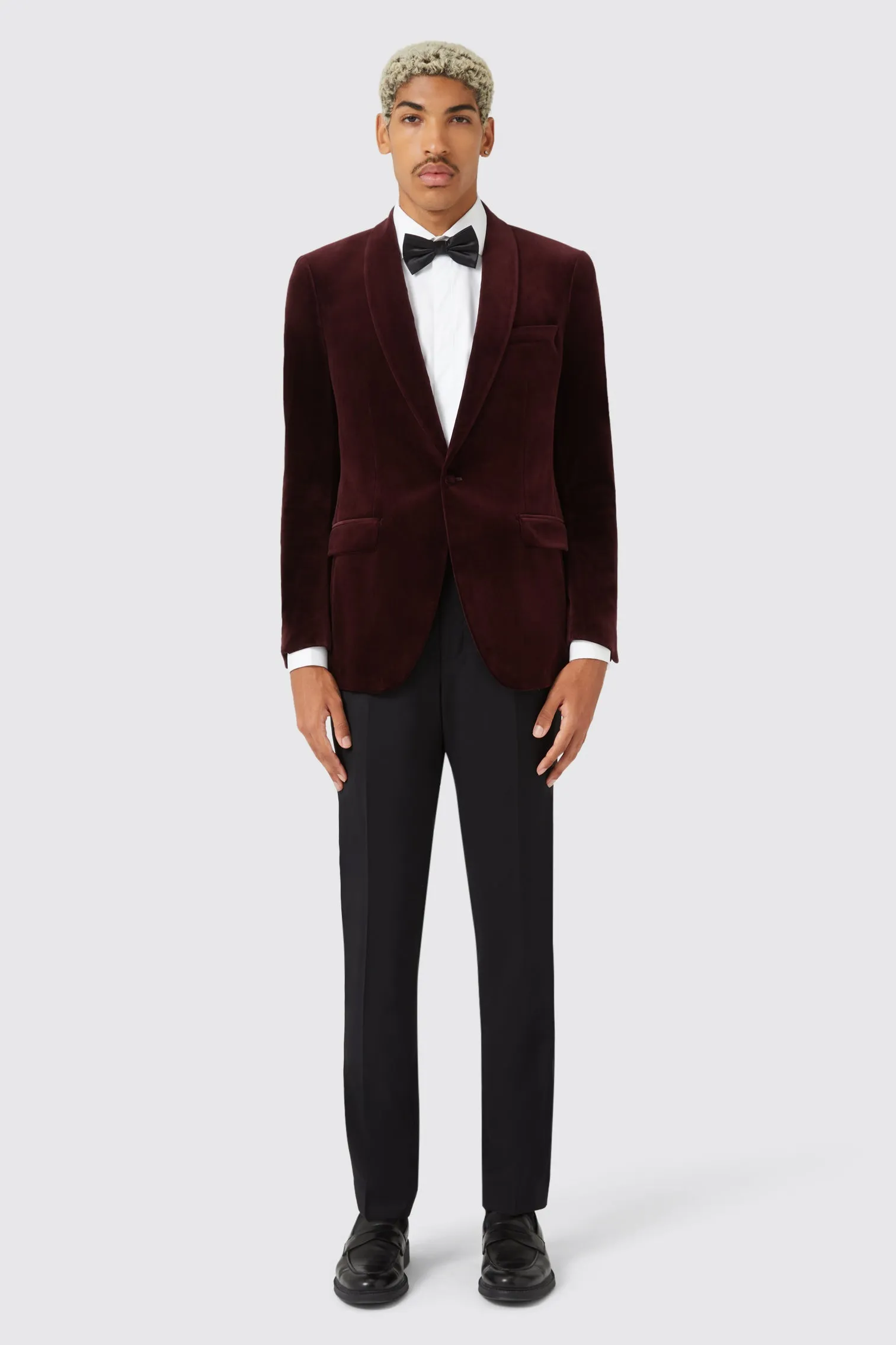 Almeida Slim Fit Wine Velvet Blazer - ARCHIVE