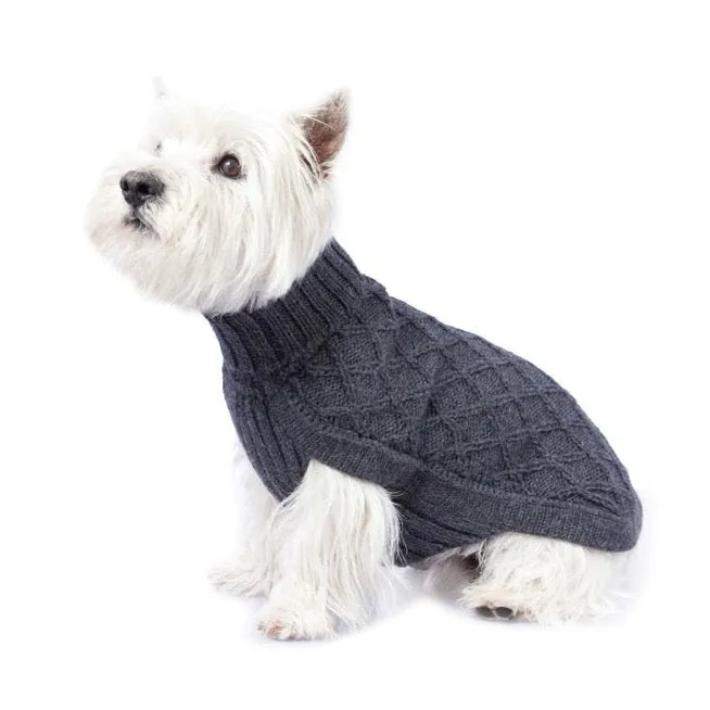 Alqo Wasi Diamond Cable Knit Alpaca Dog Sweater