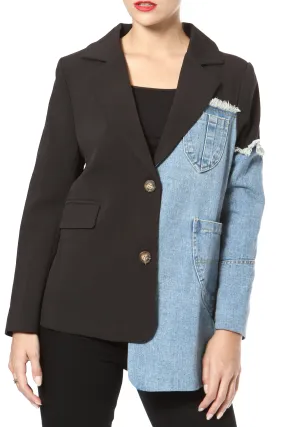 Asymmetrical Denim Blazer