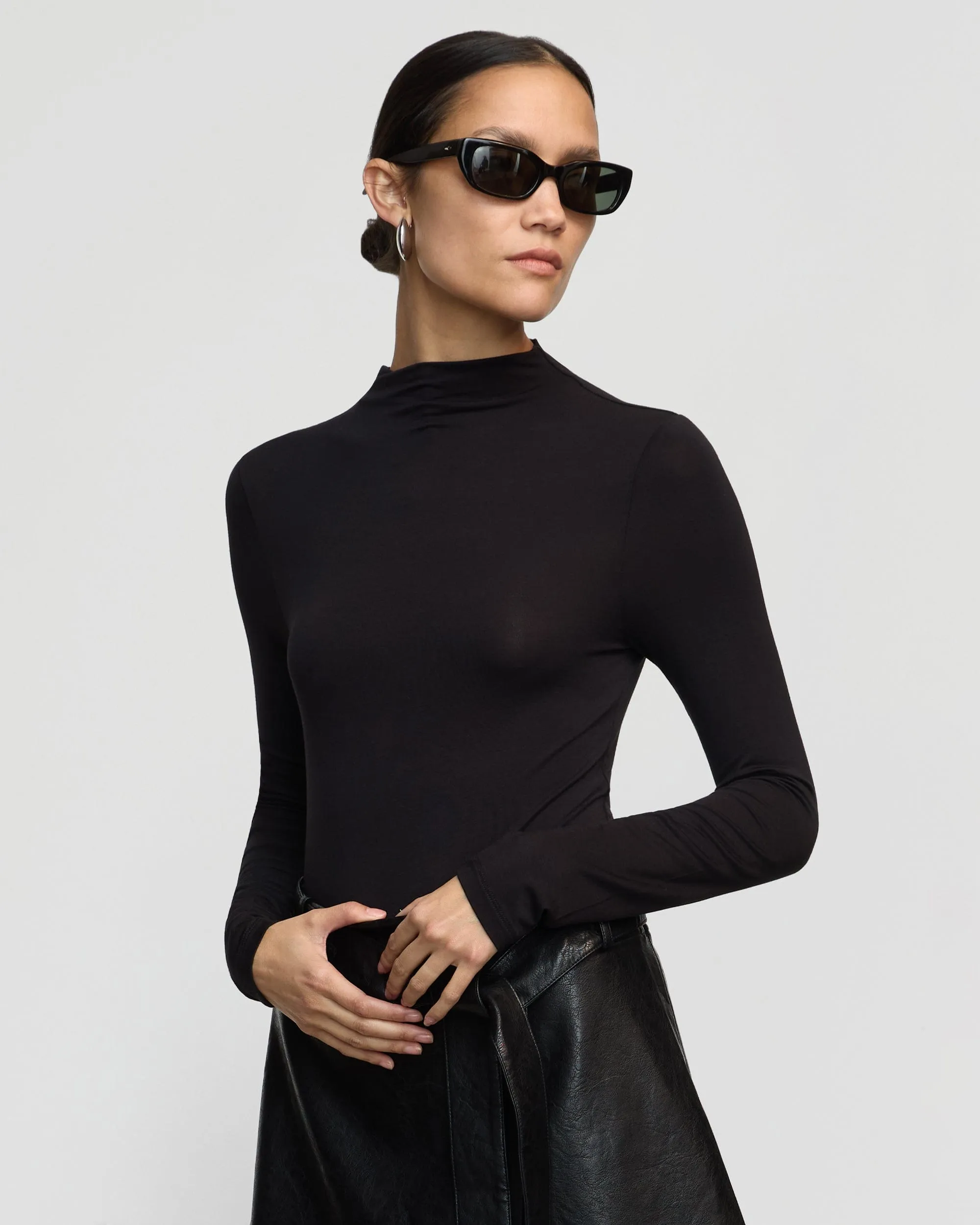 Ava Mock-Neck Long-Sleeve Tee