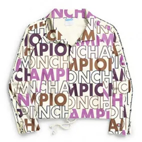 Big Block Text Cropped Jacket Women