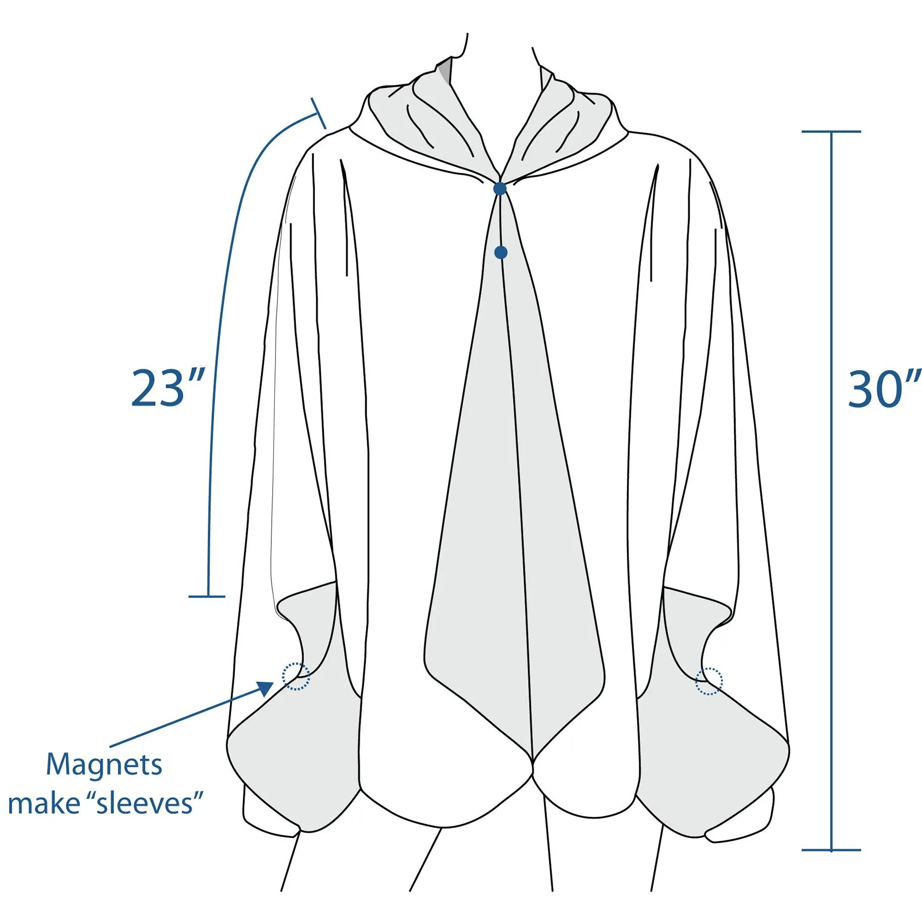 Black & Sky Blue Womens Reversible Rain Cape