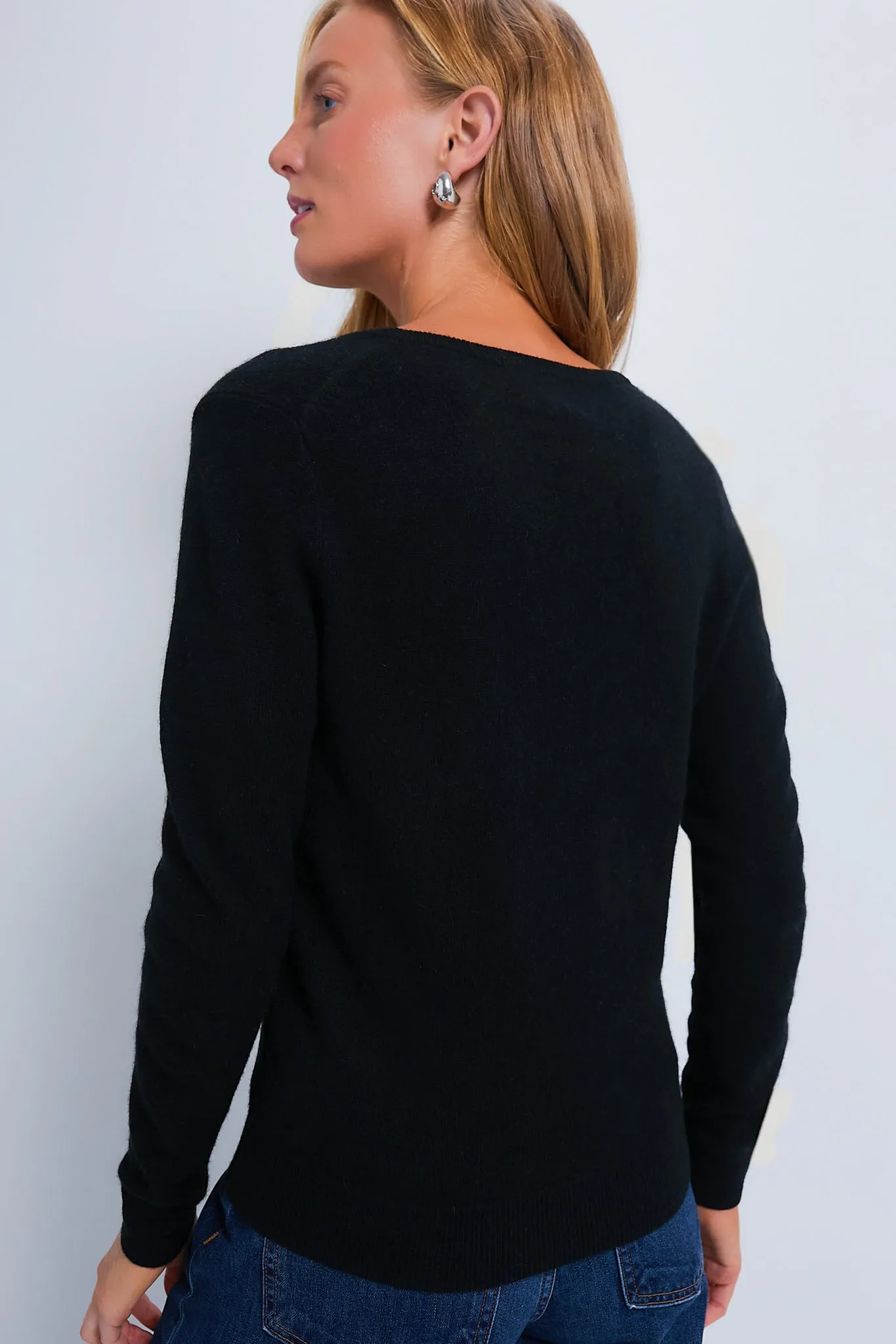 Black Cashmere V-Neck Sweater