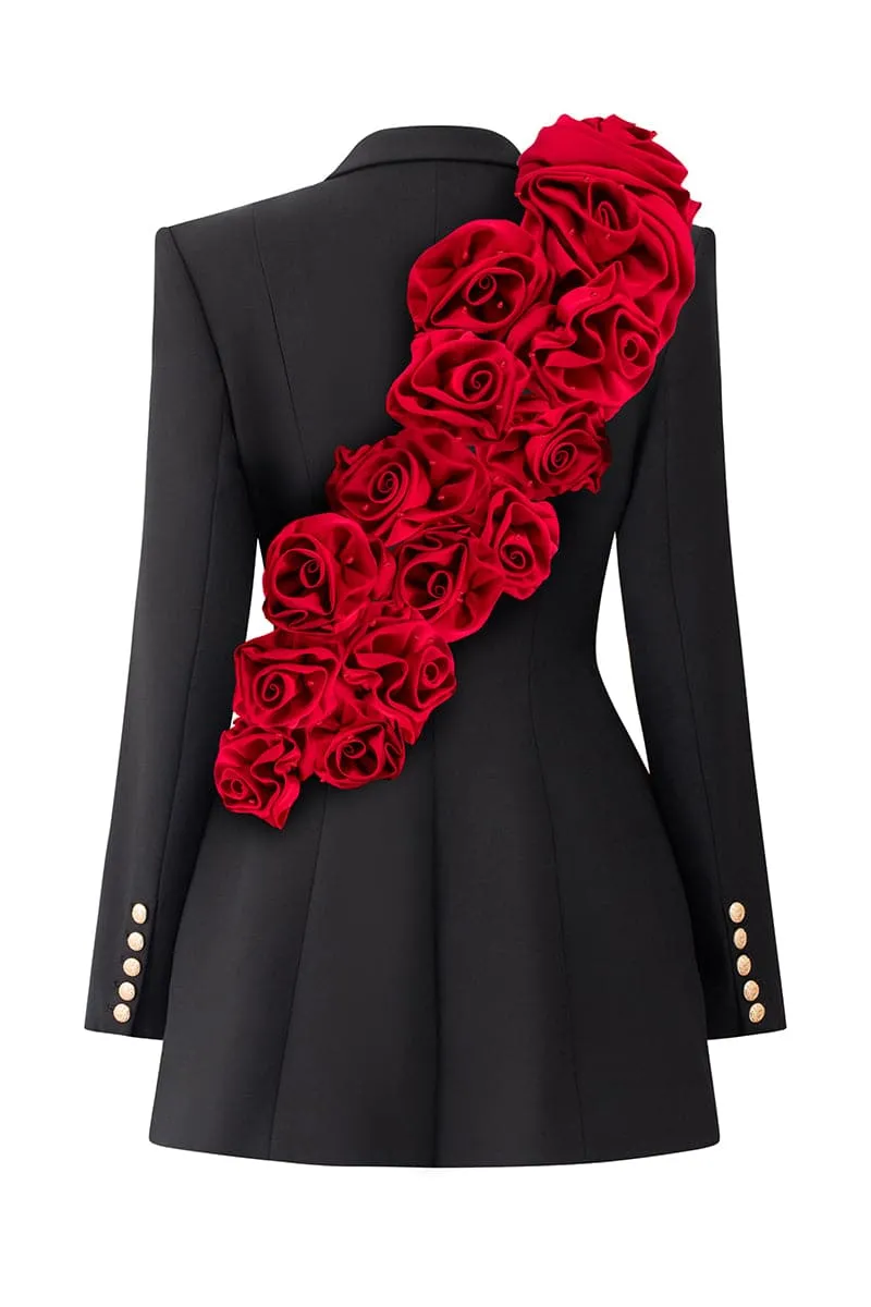 BLACK ROSE TWILL BLAZER DRESS