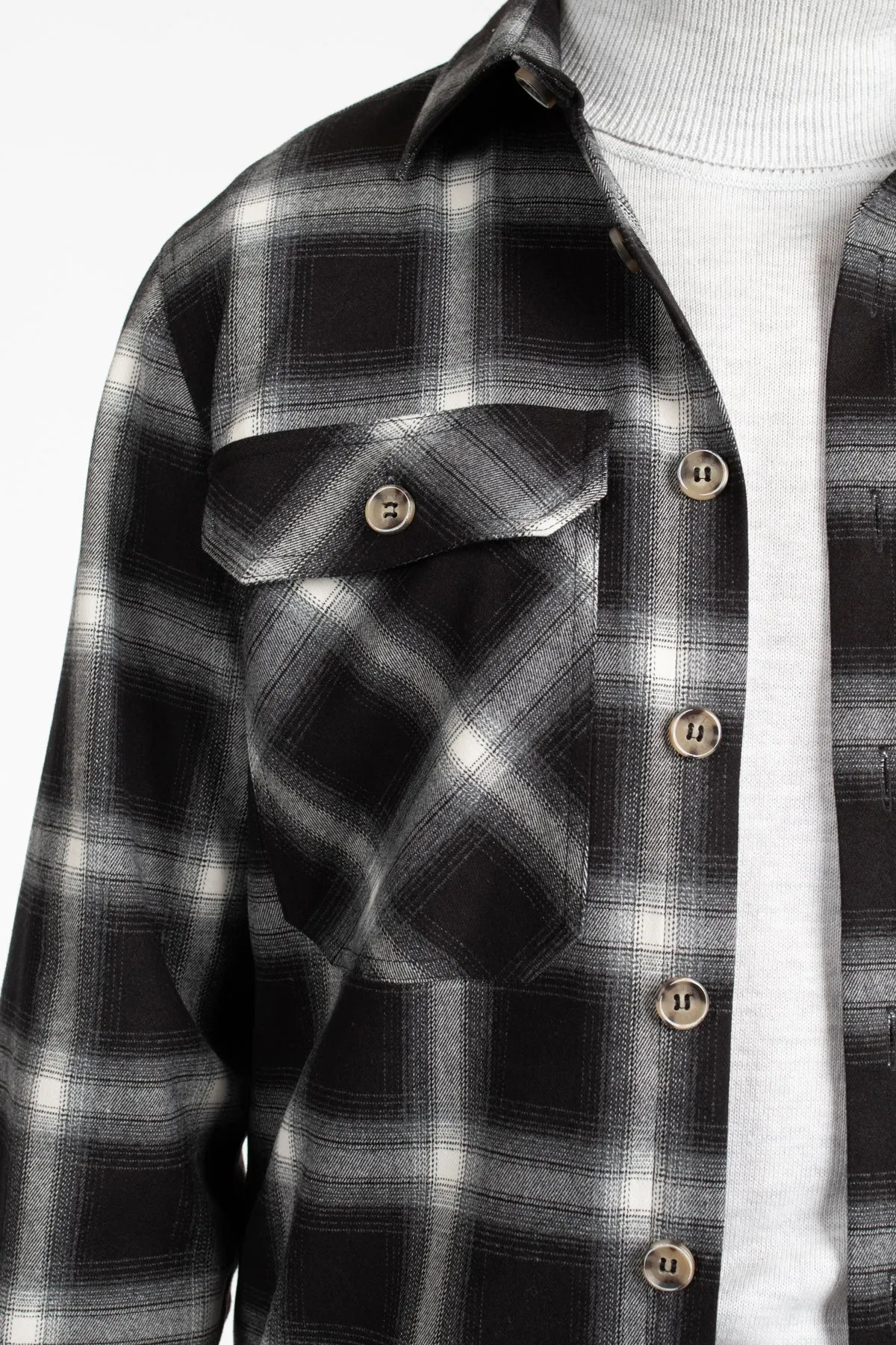 Black/White Shadow Check Overshirt