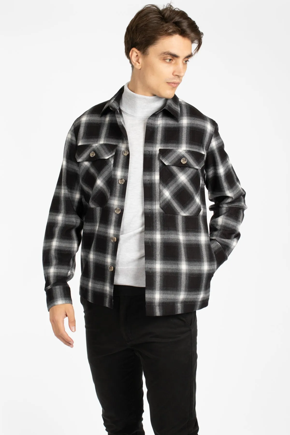 Black/White Shadow Check Overshirt