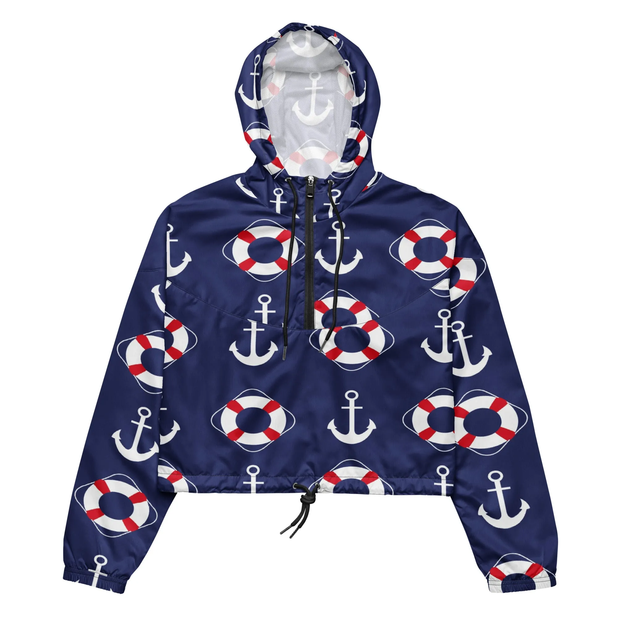 Blue Nautical Women’s Cropped Windbreaker