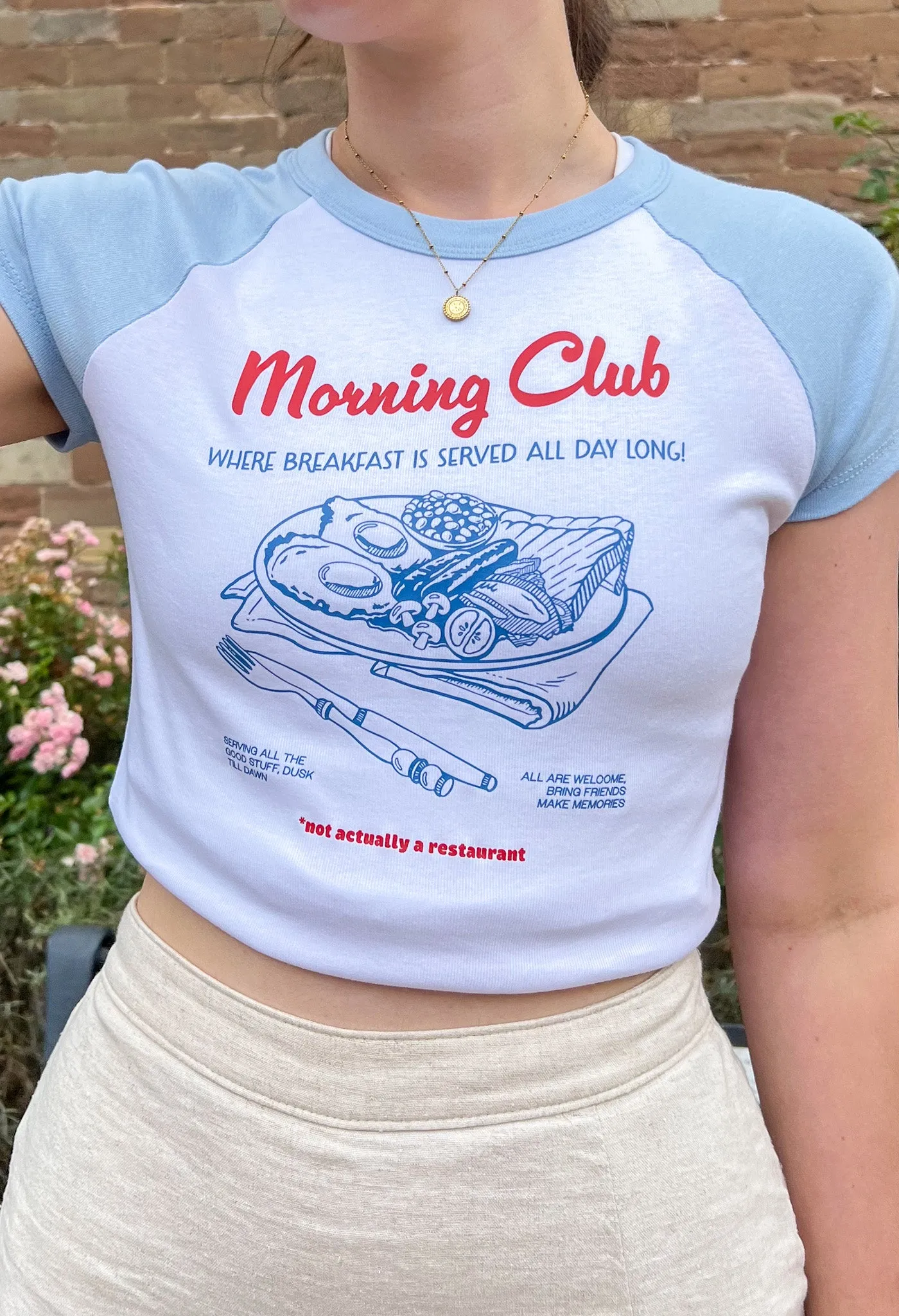 Breakfast Fry-Up Printed Micro Rib Baby Tee