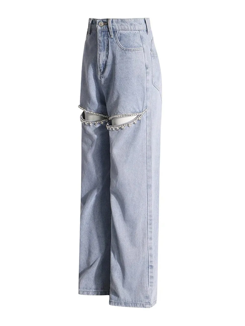 Brithany Hollow Out Diamond Denim Pant