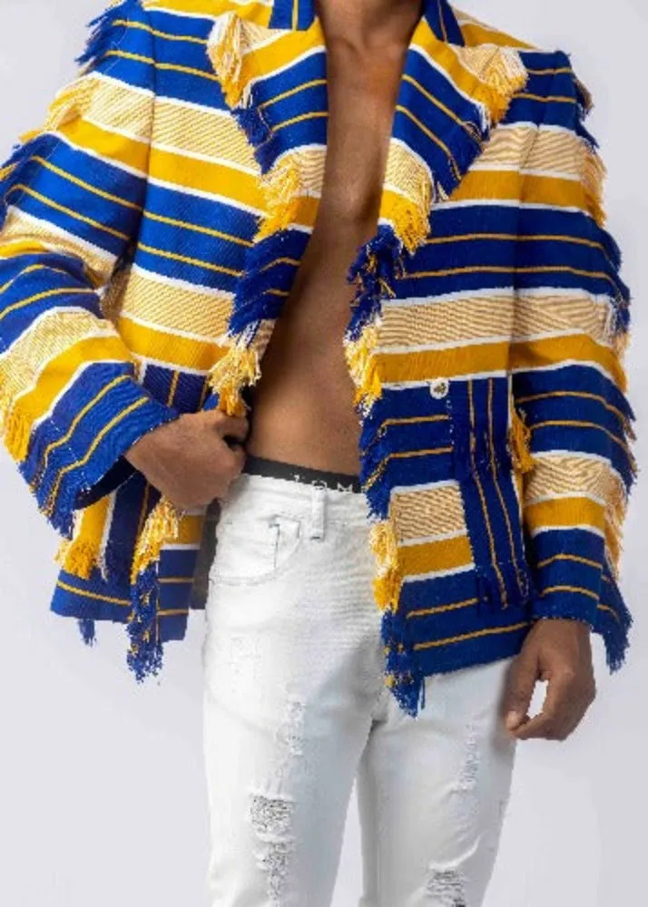 Busumuru Tassel Detailed Jacket - Blue/Yellow