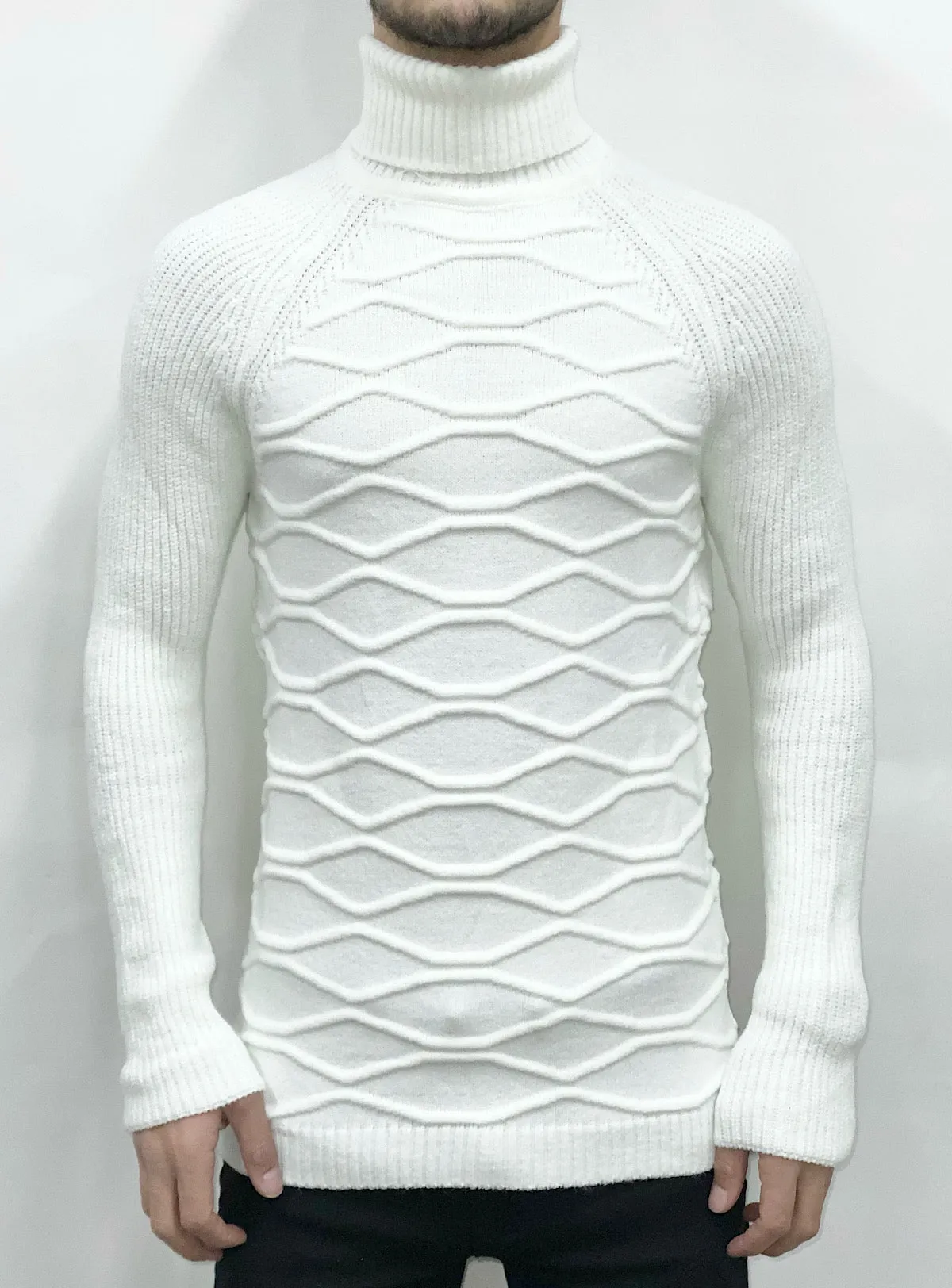 Buyer's Choice Sweater - Turtleneck Knit - Off White - T3758