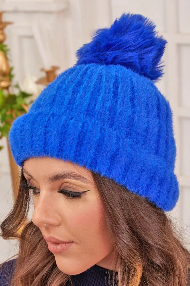 Cable Knit Soft Feel Pom Pom Nylon Hat