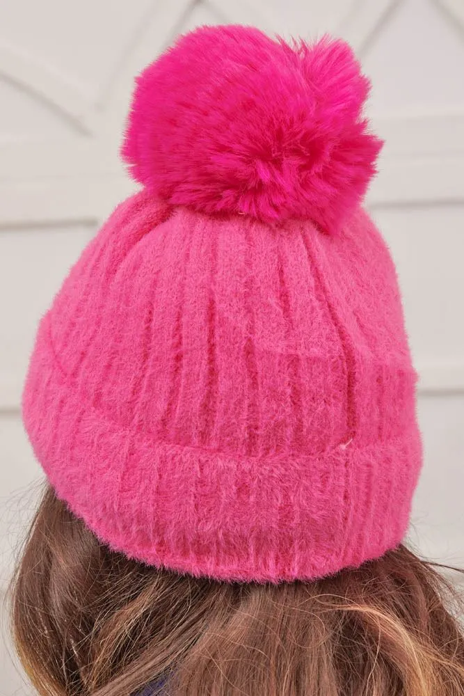 Cable Knit Soft Feel Pom Pom Nylon Hat