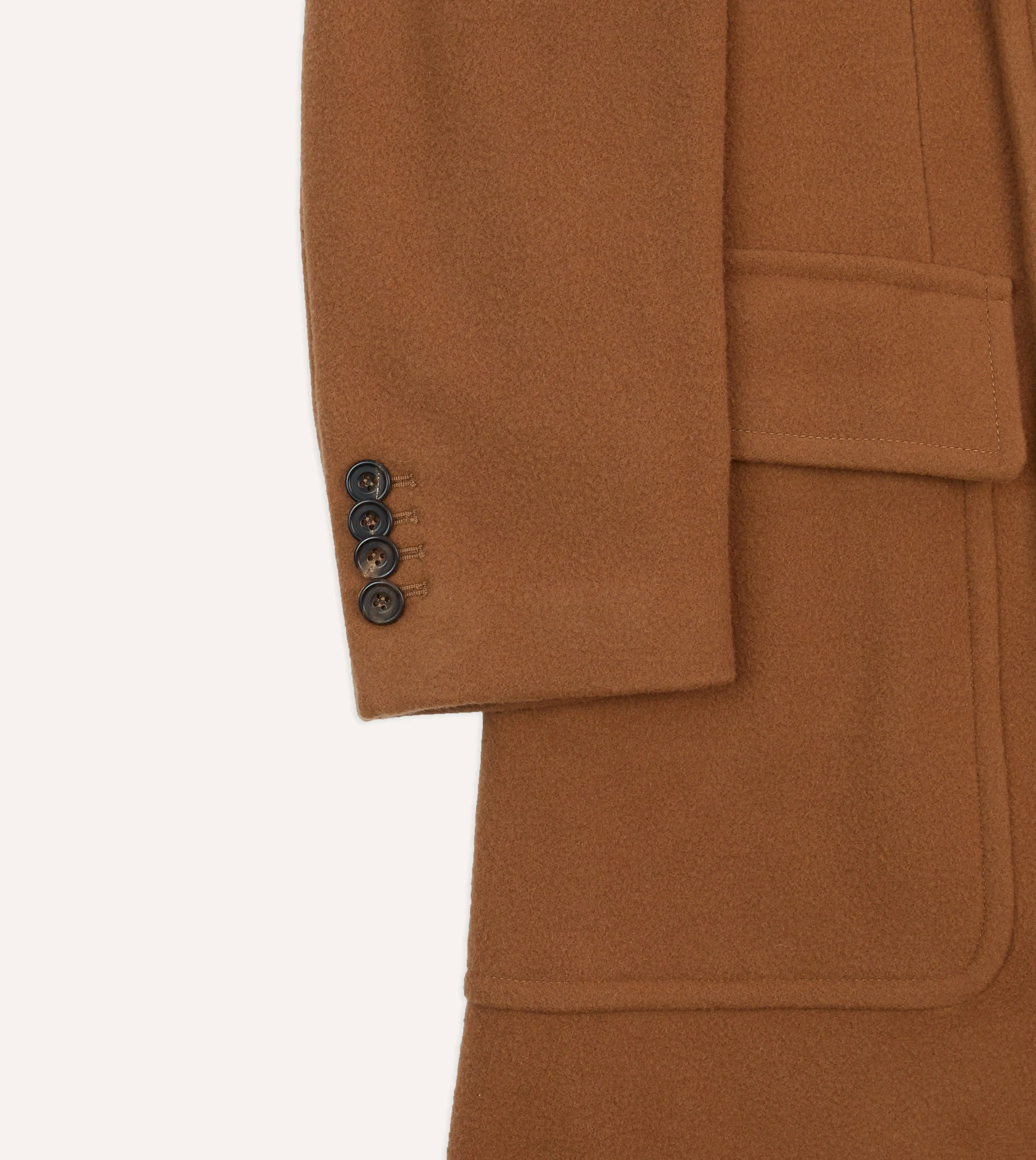 Camel Double-Breasted Cashmere-Wool Overcoat