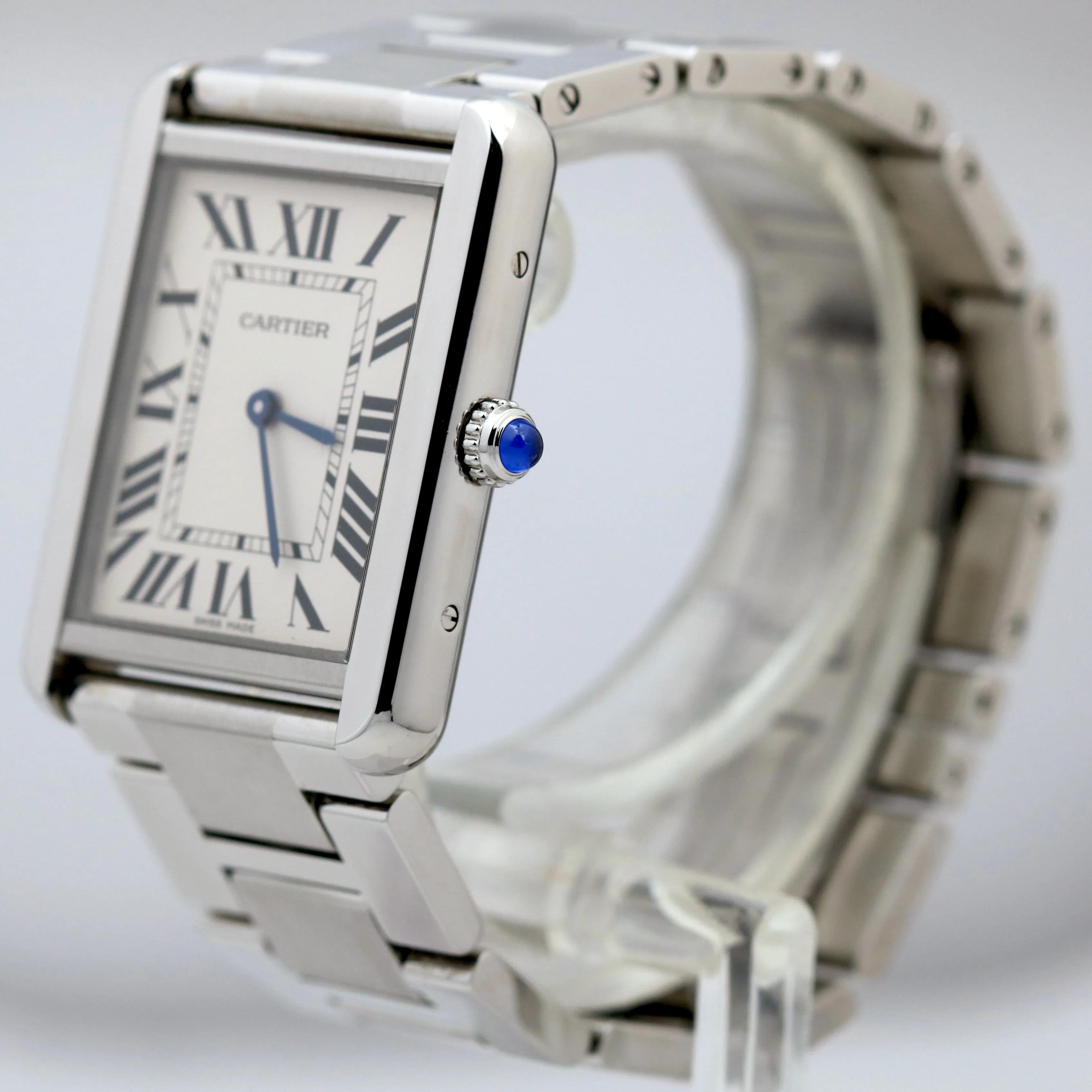 Cartier Tank Solo Large Stainless Steel Ivory Roman Quartz 3169 / W5200014 Watch