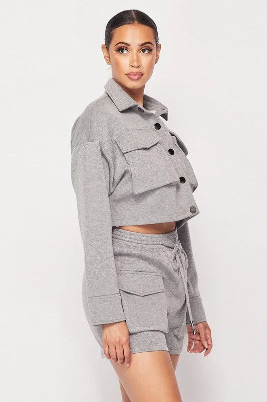 CHIC N' COMFY CROPPED TRUCKER JACKET SET