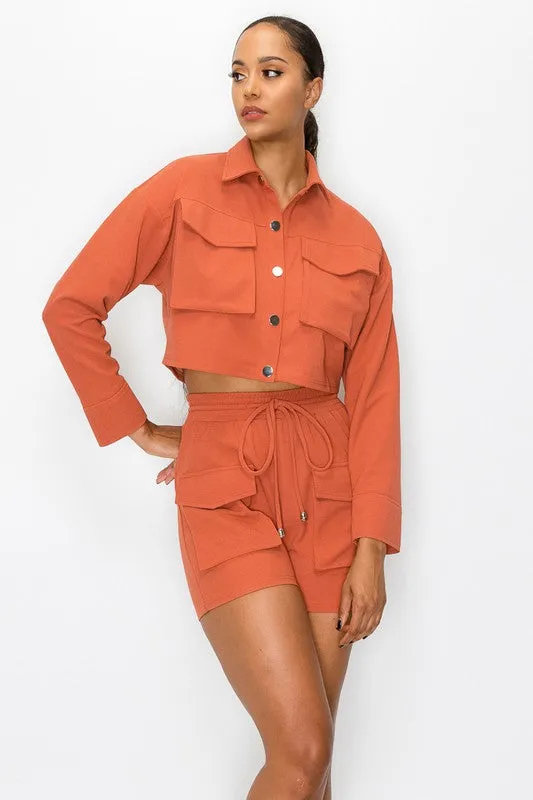 CHIC N' COMFY CROPPED TRUCKER JACKET SET